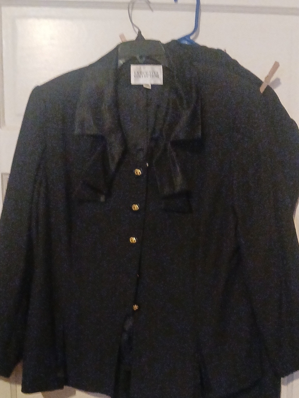 Worthington Black Satin-Trim Blazer with Gold Buttons